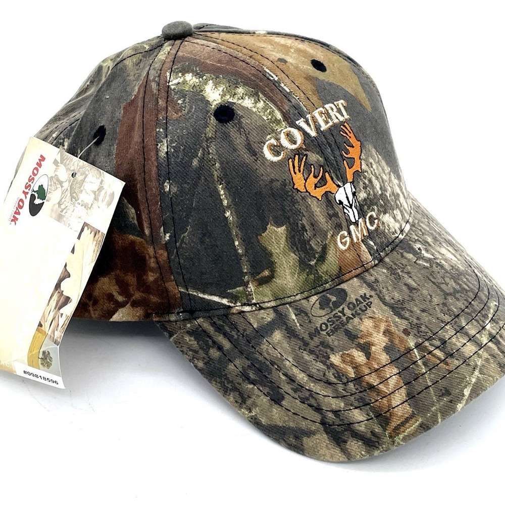 NWT Mossy Oak Break-Up Camo Covert GMC Deer Antler Hunting Adjustable Hat Cap